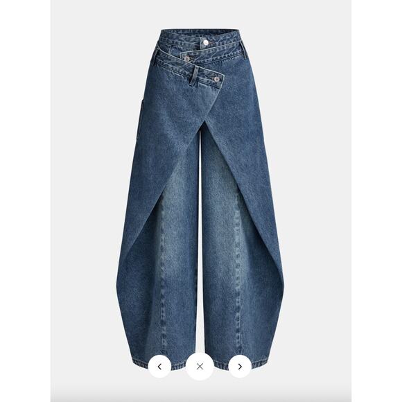 Commense Denim - Commense Cross-Front Wide-Leg Jeans Sz L